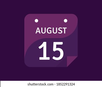 15 August, August 15 icon Single Day Calendar Vector illustration