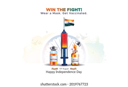 15 August Independence Day India Concept And Corona Vaccine Background