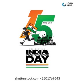 15 August Independence Day vector featuring India's tricolor flag and Ashoka Chakra. Ideal for creating patriotic banners, posters, and social media posts celebrating Indian independence.