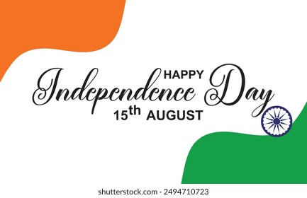 15 de agosto India Feliz Día de la Independencia Diseño de Anuncio con Espacio para texto, Diseño de fondo de cinta de la bandera de la India 3D Tri Color, Diseño de Festiva para publicación en redes sociales. Feliz Día de la Independencia. Vector. EPS 10