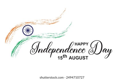 15 August India Happy Independence Day Banner Design with Copy Space, 3D Tri Color India Flag Ribbon Background Design, Holiday Design for Social Media Post. Happy Independence Day. Vector . EPS 10