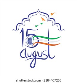 15 August, India Independence day celebration vector illustration. logo and icon collection.  The day of 15th August in 1947 has been embossed in the golden history of India. It is the day when India 