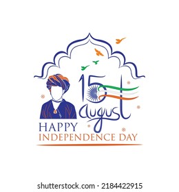 15 August, India Independence day celebration vector illustration. logo and icon collection.  The day of 15th August in 1947 has been embossed in the golden history of India. It is the day when India 