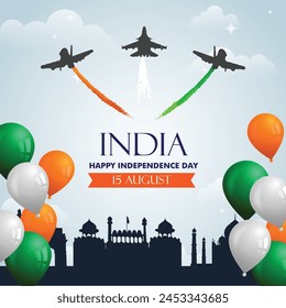 15 de agosto Día de la Independencia de la India con herencia india y avión de combate