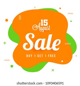 15 August Sale, Banner, Poster Design on Tricolours Background.