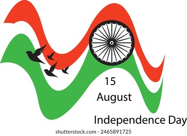 15 August Symbol Icon Art, Vector Stock Photo