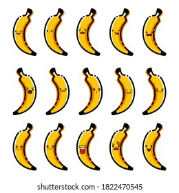 15 banana expression for sticker, emoticon ,etc