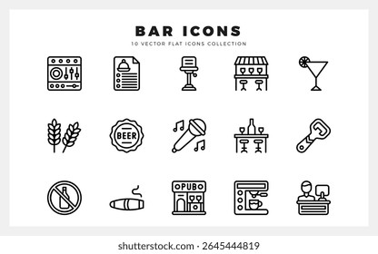 15 Bar Lineal icons pack. vector illustration.