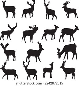 15 Beautiful  deer silhouette Vector Art. This is an editable silhouette vector  file.