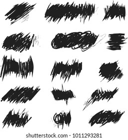 15 Brush set for text space. black paint brush. ink stroke texture backdrop.