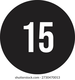 15 Kalendernummer Symbol Vektor schwarz runder Kreis mit weißem Text