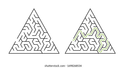 15 cell wide triangular maze with exit on the other side