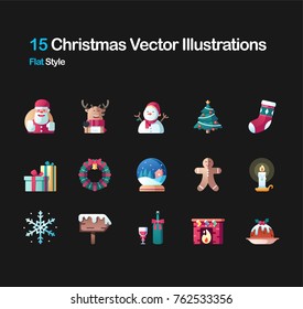 15 Christmas Flat Vector Illustrations