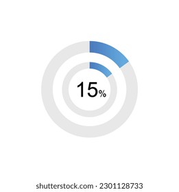 15% Circle loading icon template. Update or loading symbol for web or application, 15 percent.