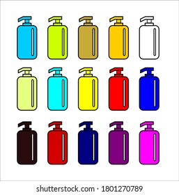 15 colored liquid soap containers