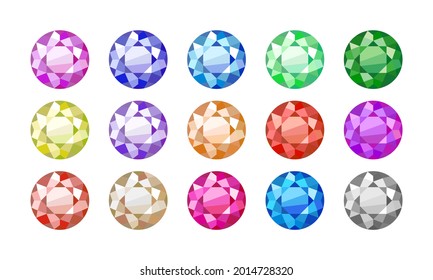 15 colored rhinestones vector illustration