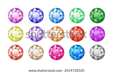 15 colored rhinestones vector illustration