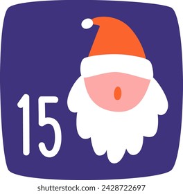 15 Date Christmas Calendar Sticker Vector Illustration