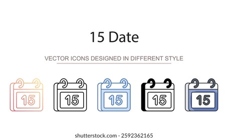 15 Date icon design with white background stock illustration