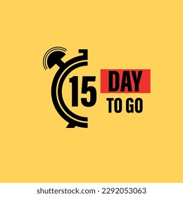 15 day to go last countdown icon. Fifteen days to go sale price offer promo deal timer, 15 days only, Countdown left days banner. count time sale. Vector illustration, number of days left badge