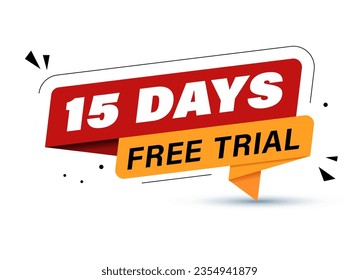 15 days Free trial Banner Design. 15 day free banner background. Ribbon style free 15 days trial offer background