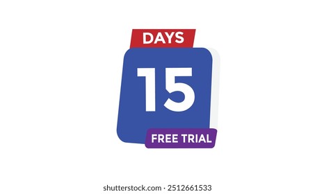 15 days free trial Countdown number banner templates. time icon. Vector Illustration 