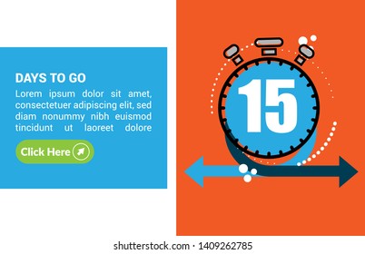 15 days to go banner. flat style. days to go concept