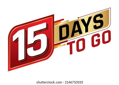 15 days to go countdown left days banner isolated on white background. Sale concept. Vector illustration.