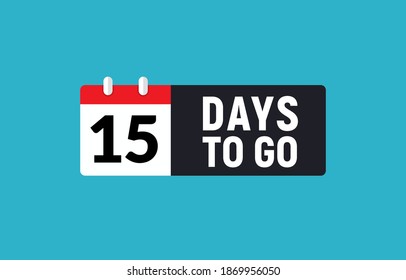 15 days to go last countdown icon. Fifteen days go sale price offer promo deal timer, 15 days only