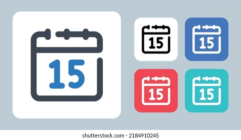 15 days icon - vector illustration . 15, days, Calendar, Date, Event, Timetable, Schedule, Month, Day, Appointment, fifteen, line, outline, flat, icons .