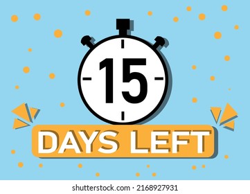 15 days left. Count timer icon. Hour icon with ribbon. vector illustration.