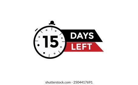 15 days left Countdown number banner templates. time icon. Vector Illustration 
