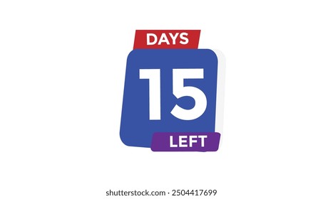 Quedan 15 días Número de cuenta regresiva Anuncio Plantillas. Ilustración vectorial 
