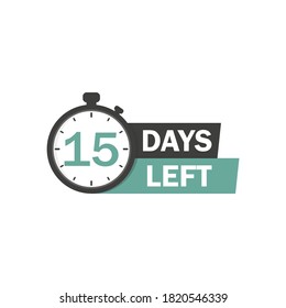 15 days left countdown sign for sale or promotion. Vector Illustration.