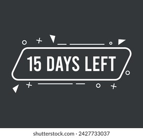 15 days left. Vector countdown of days, banner for events and special dates on dark background