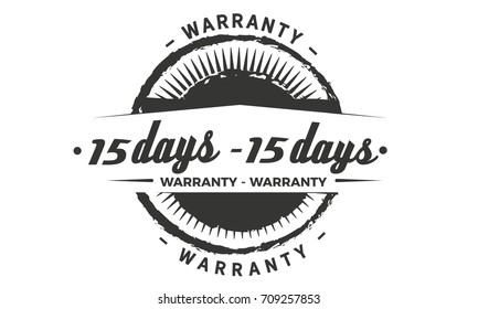 15 days warranty icon vintage rubber stamp guarantee
