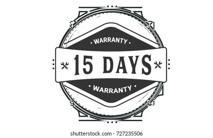 15 days warranty icon vintage rubber stamp guarantee