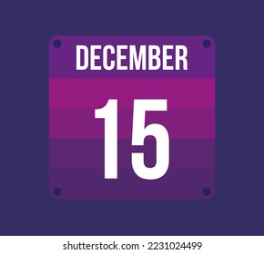 15 december calendar date. Calendar icon for december. Banner for holidays and special dates