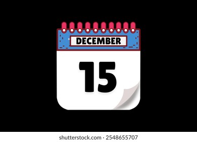 15 Dezember Kalender Symbol Textseite monatliches Web-Design auf weißem, braunem, Koralle, und schwarzem Hintergrund Vektor, Symbol, oder Illustration mit dem Monat Dezember 15