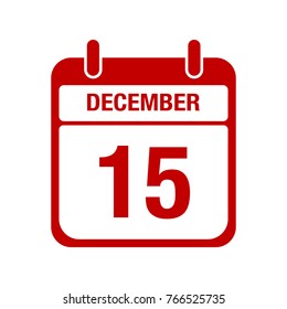 15 December Calendar Red Icon