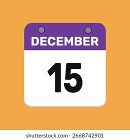 15 de dezembro ícone calendário página de texto design web mensal.