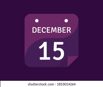 15 December, December 15 icon Single Day Calendar Vector illustration