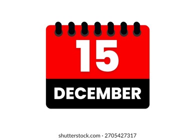 15 Dezember Mai Monat einzelne Tag Vektor, Illustration, Kalender mit rot, schwarz-weiß Farbe Hintergrund Kalender Symbol vom Dezember 15