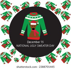 15 december is national ugly sweater day vector illustration