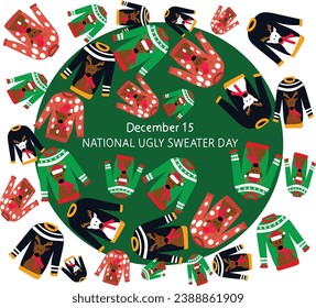 15 december is NATIONAL UGLY SWEATER DAY vector