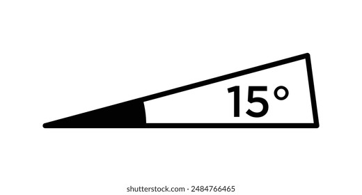 15 degree angle icon in triangle.