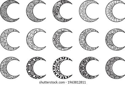 15 different Laser cutting carved Moon shapes pattern 