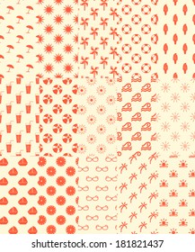 15 different summer seamless patterns (vector)