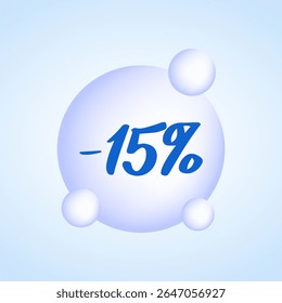 A 15% discount badge. Simple minimalist design. Vector illustration