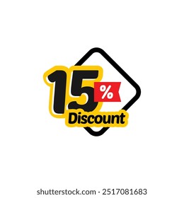 15% Discount Big Sale Flat Design Vector Template Illustration